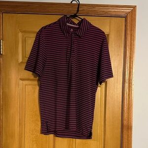 adidas Navy and Purple Striped Polo Shirt